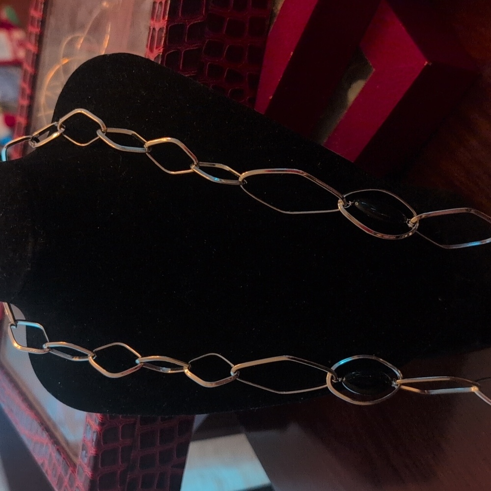 Elegant Simone Collini Stainless Steel Italy Silver And Black Chain Necklace